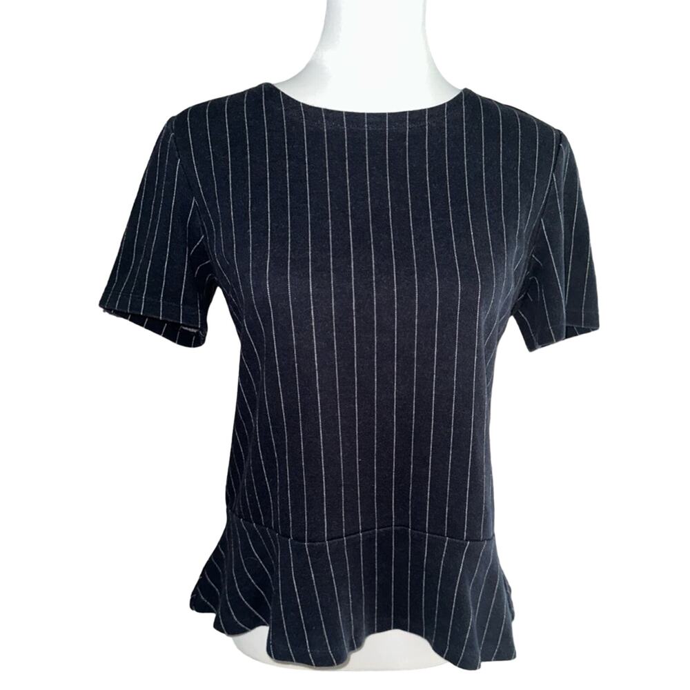 Banana Republic Blue and White Short Sleeve Flare Bottom  Size Small